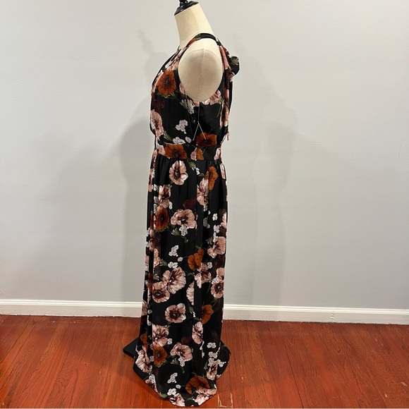 INC International Concepts Floral Black & Multicolored Halter Neck Maxi -Reemoly - Picture 12 of 12